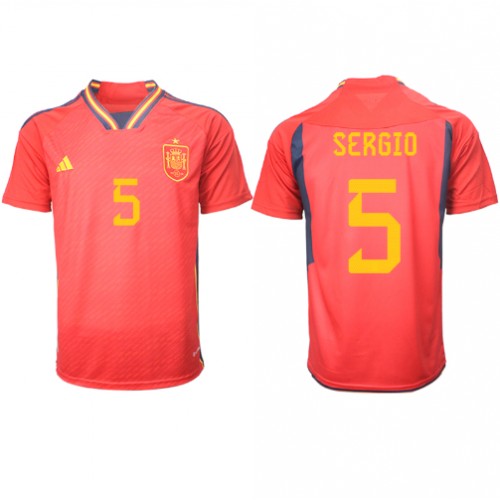 Spanien Sergio Busquets #5 Replika Hjemmebanetrøje VM 2022 Kortærmet